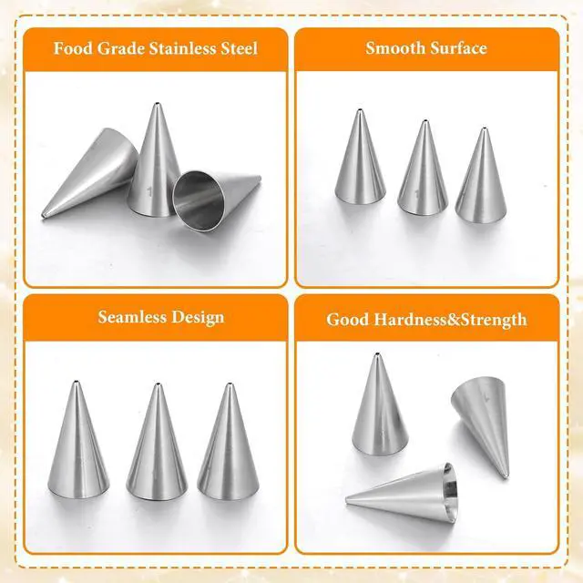 Alt view image 3 of 7 - #1 Piping Tip for Writing, 3 Pieces Cake Piping Tip Seamless Icing Tips Stainless Steel Cupcake Pipings Tips Elegance for Fine Details Frosting Macarons Dessert Cake Decorations