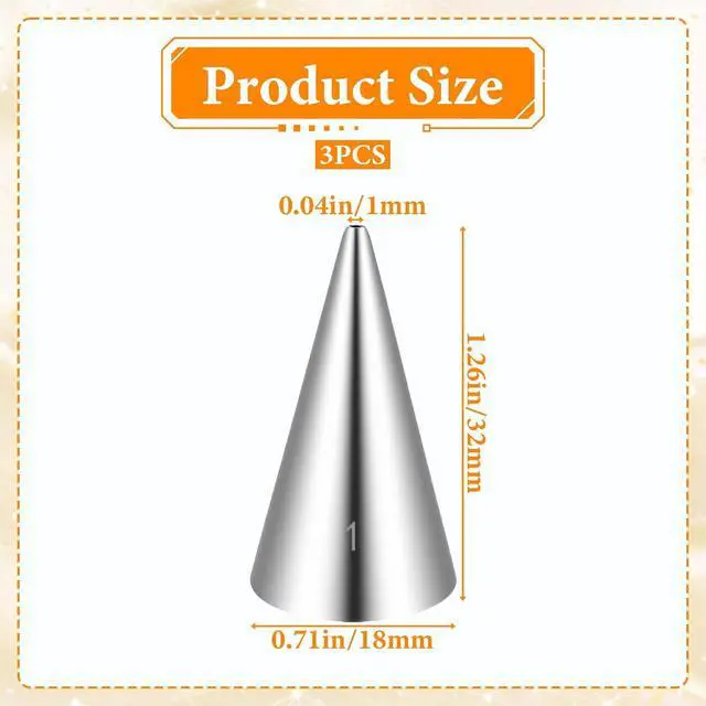 Alt view image 4 of 7 - #1 Piping Tip for Writing, 3 Pieces Cake Piping Tip Seamless Icing Tips Stainless Steel Cupcake Pipings Tips Elegance for Fine Details Frosting Macarons Dessert Cake Decorations