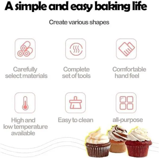 Alt view image 6 of 6 - Icing Piping Tips Set,Stainless Steel Frosting Piping Kit,Pastry Cake Decorating Tips Baking Tools For Cookies Cupcake Decorating Kit (27)