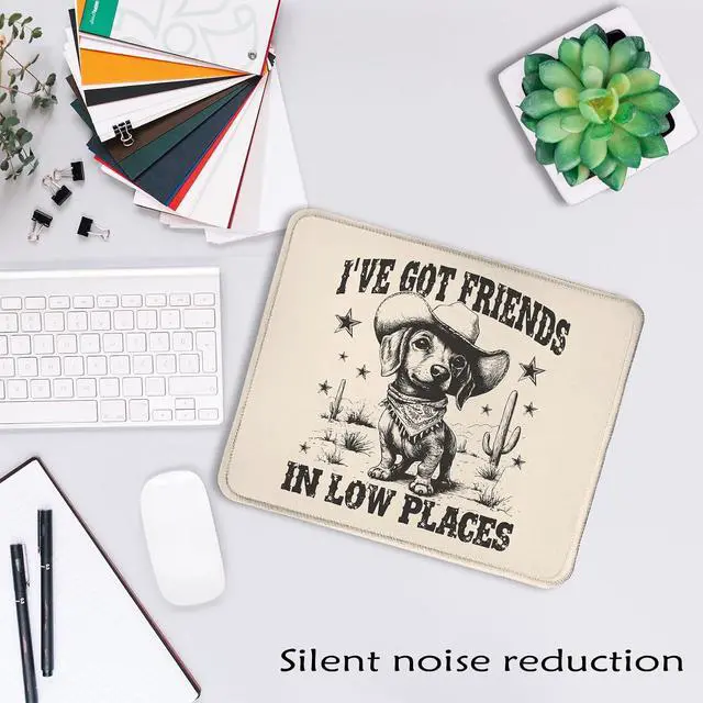 Alt view image 5 of 6 - Funny Dachshund Dog Mouse Pad 9.5x7.9 Inch, Dachshund Lover Gifts,Vintage Western Cowboy Weiner Dog Mouse Pads for Wireless Mouse Computers Laptop Desk Accessories