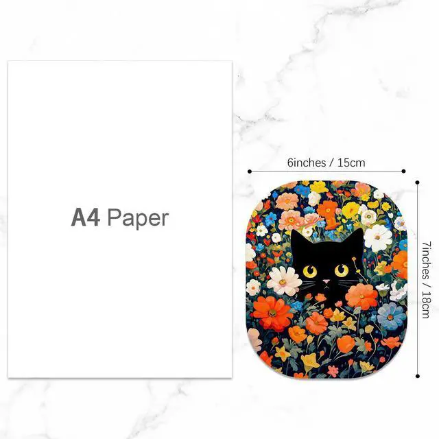 Alt view image 2 of 7 - Small Mouse Pad, 6 x 7 Inch, Oval Mini Mouse Pad with Non-Slip Rubber Base for Laptop Wireless Mouse Keyboard Tray Mousepad, Cute Black Cat