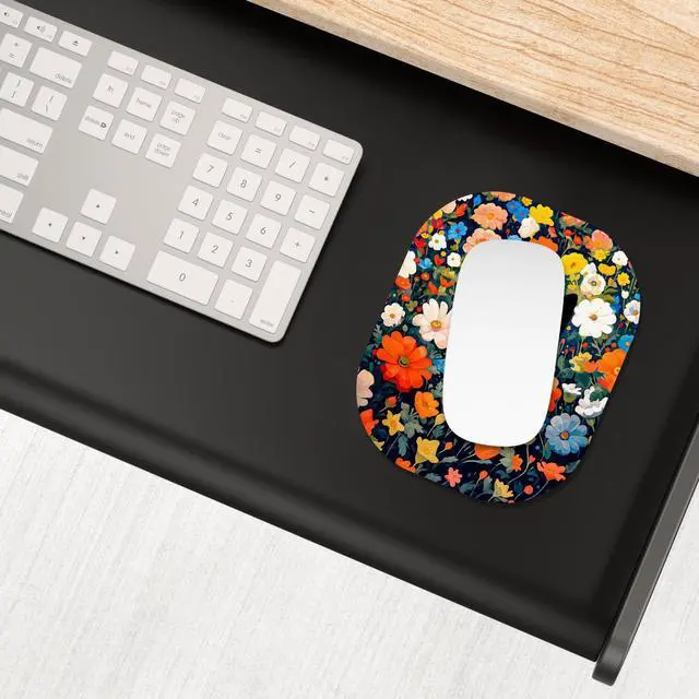 Alt view image 7 of 7 - Small Mouse Pad, 6 x 7 Inch, Oval Mini Mouse Pad with Non-Slip Rubber Base for Laptop Wireless Mouse Keyboard Tray Mousepad, Cute Black Cat