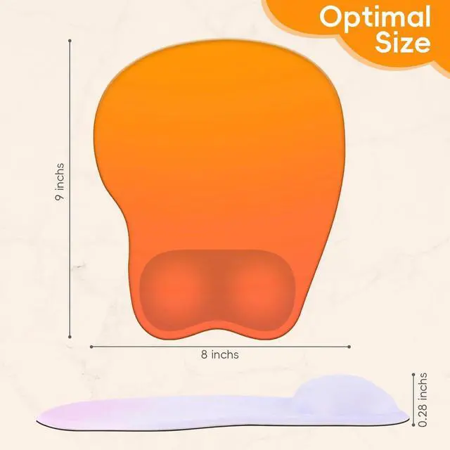 Alt view image 2 of 7 - Mouse Pad with Wrist Rest Ergonomic Mouse Pad with Comfortable M-Shape Pain Relief Wrist Support Non-Slip PU Base Mousepad for Laptop, Office & Home (Gradient Orange)