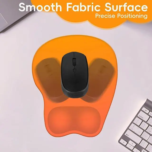 Alt view image 3 of 7 - Mouse Pad with Wrist Rest Ergonomic Mouse Pad with Comfortable M-Shape Pain Relief Wrist Support Non-Slip PU Base Mousepad for Laptop, Office & Home (Gradient Orange)
