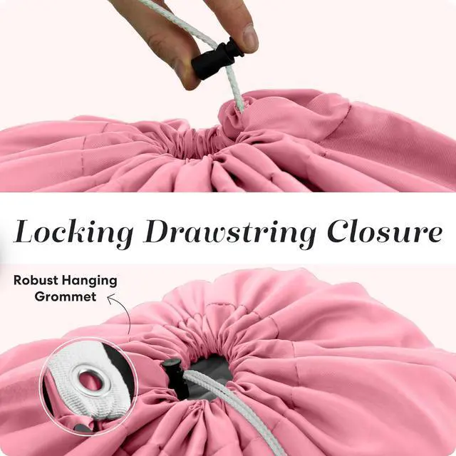 Alt view image 6 of 7 - Handy Laundry Bag with Shoulder Strap 30"x40", Extra Large, Pink | Extra Large 30x40 Laundry Bag, Shoulder Strap, Drawstring Locking Closure, Heavy Duty for College Dorm Travel Camp, Pink