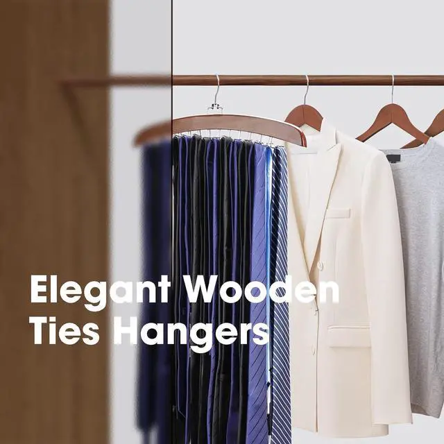Alt view image 6 of 7 - Tie Rack Tie Hanger 24 Hooks Wooden, Tank Top Hanger,Belt Organizer for Closet,with Upgraded 360°Rotating, Belts Scarves Accessories for Bras,Tank Tops,Camisoles
