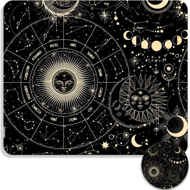 Main image of Square Mouse Pad with Coaster, Soft Cute Computer Mouse Mat with Non-Slip Rubber Base, Easy to Slide, Splash Resistant Surface, Personalized Design, Portable, Gray Marble