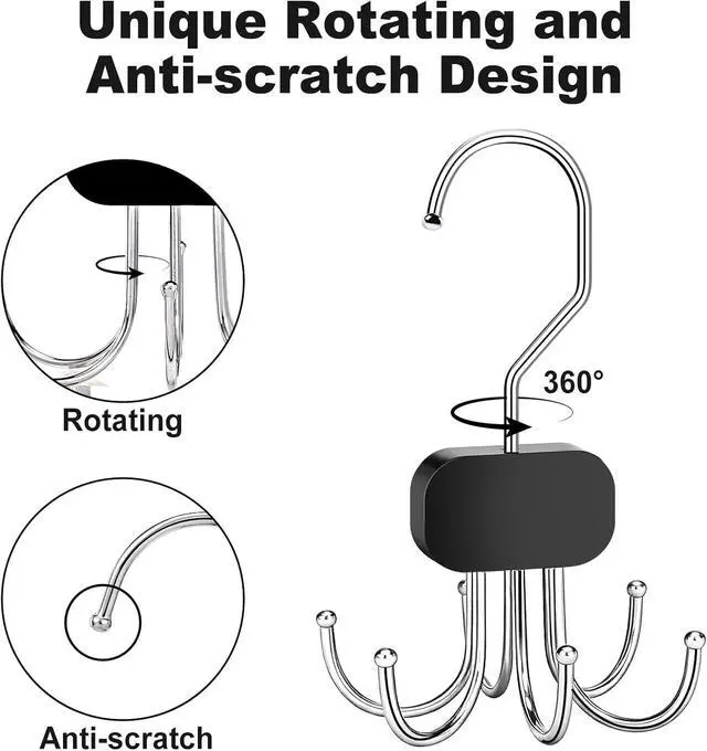 Alt view image 3 of 7 - Belt Hanger for Closet Max 72 Belts, 3PCS Belt Organizer for Closet | 360°Rotating Tie Rack Hanger for Closet Tie Organizer for Closet Belt Holder for Closet for Belt,Tie,Tank Top,Bra,Scarf,Hat