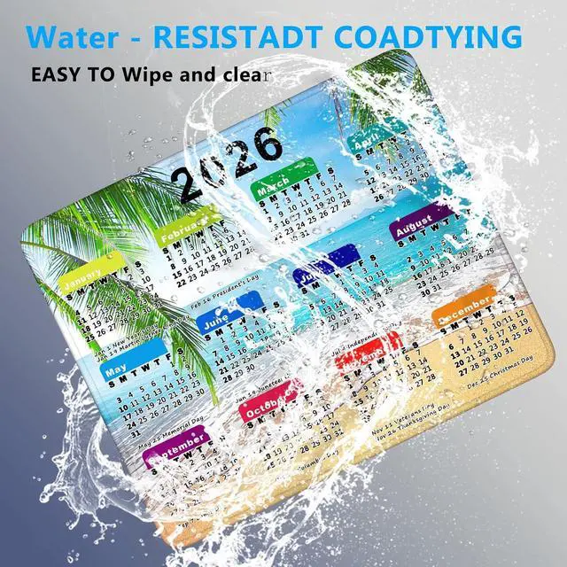 Alt view image 7 of 7 - 2026 Calendar Mouse Pad with Stitched Edges, Gaming Mousepad for Computer Laptop Mat,New Year Office Accessories (8.7 X 7.1 Inch) - Ocean Beach Palm Tree