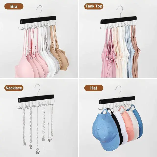Alt view image 6 of 7 - TOPIA HANGER 20 Hooks 2 in 1 Belt Tie Hanger for Closet Max 30 Belts with 30 Ties Capacity, Belt Tie Racks Wooden Hanger for Closet Organizer Storage U Fit for Belt and Fit for Tie - CT47B
