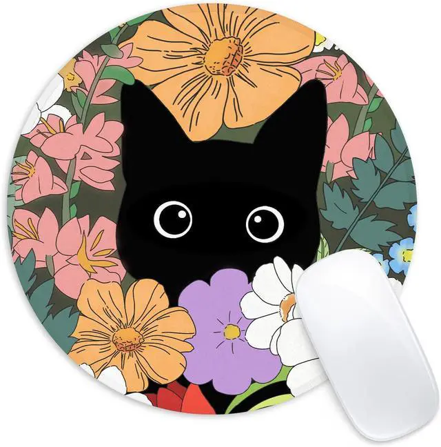 Main image of Cute Cat Round Mouse Pad,Funny Small Mouse Pad with Non-Slip Rubber Base,Mouse Mat,Home Office Decor Desk Accessories,8.7inch Round Mouse Pad 2