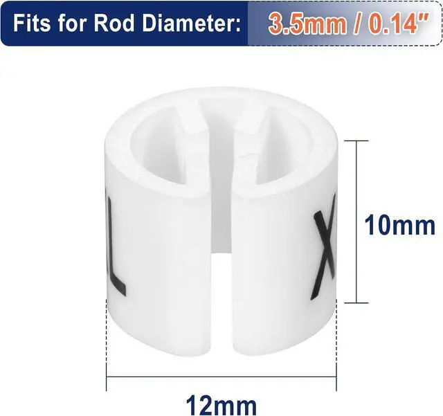 Alt view image 4 of 7 - 80 Pcs Clothes Hanger Size Markers Clothes Size Tag Fit 3.5mm Rod Garment Size Hanger Clips Round Small Garment Color Coding Label for Wire Hangers Clothing Hangers, 20 Pcs in Each Size Mark