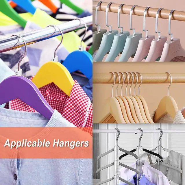 Alt view image 6 of 7 - 80 Pcs Clothes Hanger Size Markers Clothes Size Tag Fit 3.5mm Rod Garment Size Hanger Clips Round Small Garment Color Coding Label for Wire Hangers Clothing Hangers, 20 Pcs in Each Size Mark