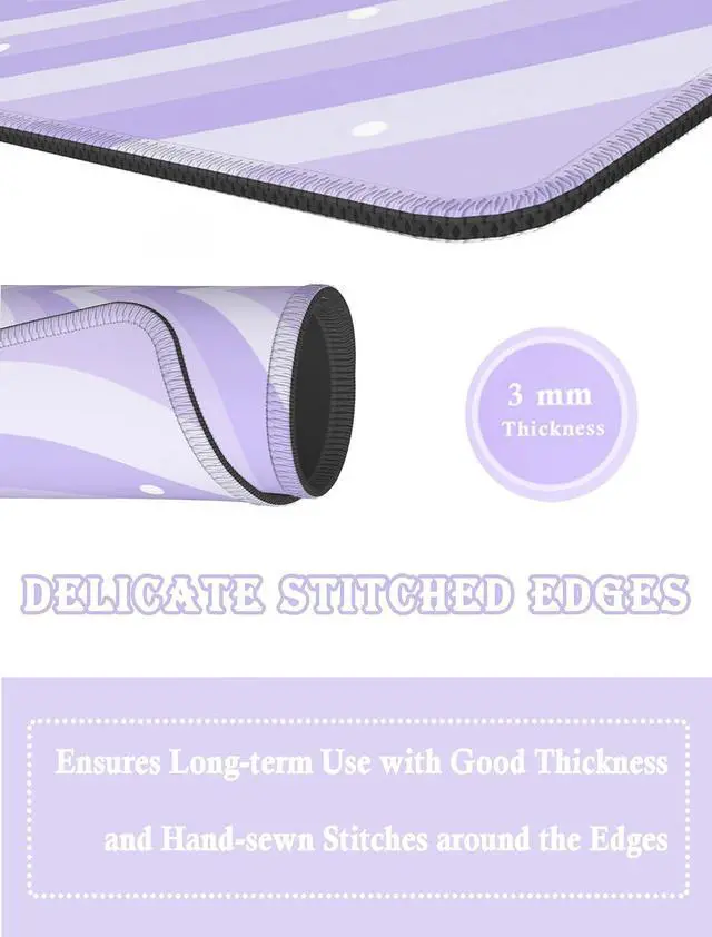 Alt view image 5 of 7 - Girly Purple Mouse Pad, Aesthetic Lavender Mouse Pad Cute, Purple Desk Accessories (9.4 x7.8 Inch)