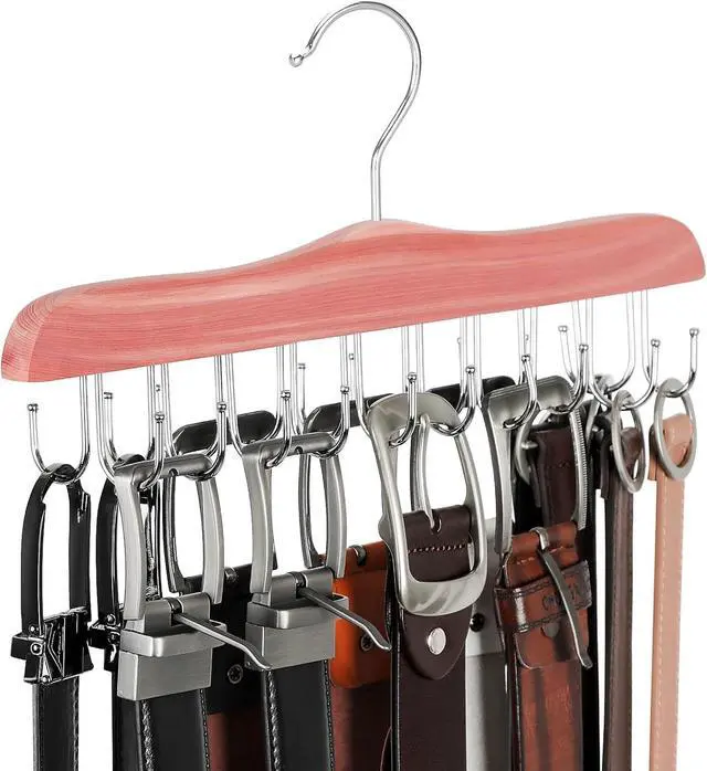 Main image of TOPIA HANGER Belt Hanger for Closet, Cedar Wooden Hangers with 20 Rotatable Hooks, Closet Organizers and Storage for Bra, Tank Top, Tie, Purse, Hat, Necklace- CT48U