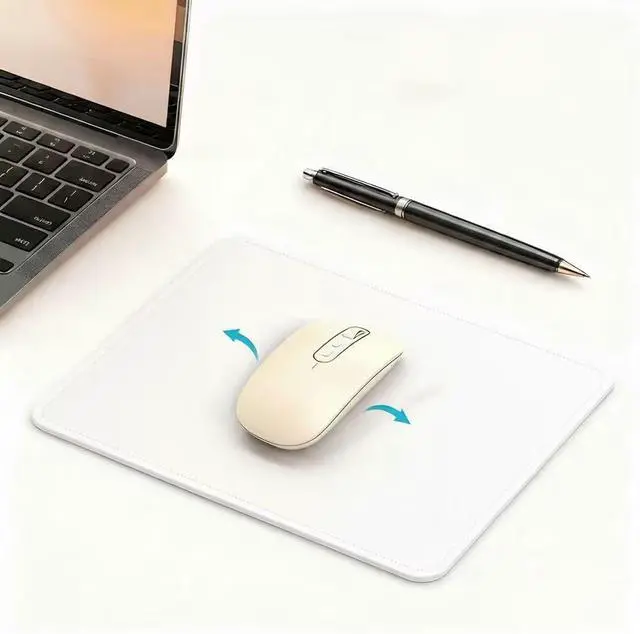 Alt view image 2 of 7 - Mouse Pad with Stitched Edge, Non-Slip Rubber Base, Premium-Textured and Waterproof Mousepad for Computers, Laptop, Office and Home, 10.2x8.3inches, 3mm, White