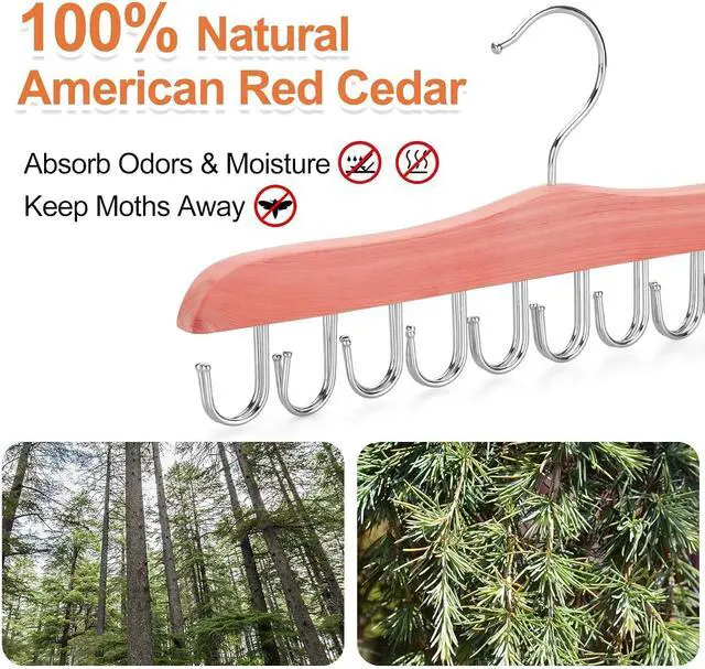 Alt view image 3 of 7 - TOPIA HANGER Belt Hanger for Closet, Cedar Wooden Hangers with 20 Rotatable Hooks, Closet Organizers and Storage for Bra, Tank Top, Tie, Purse, Hat, Necklace- CT48U