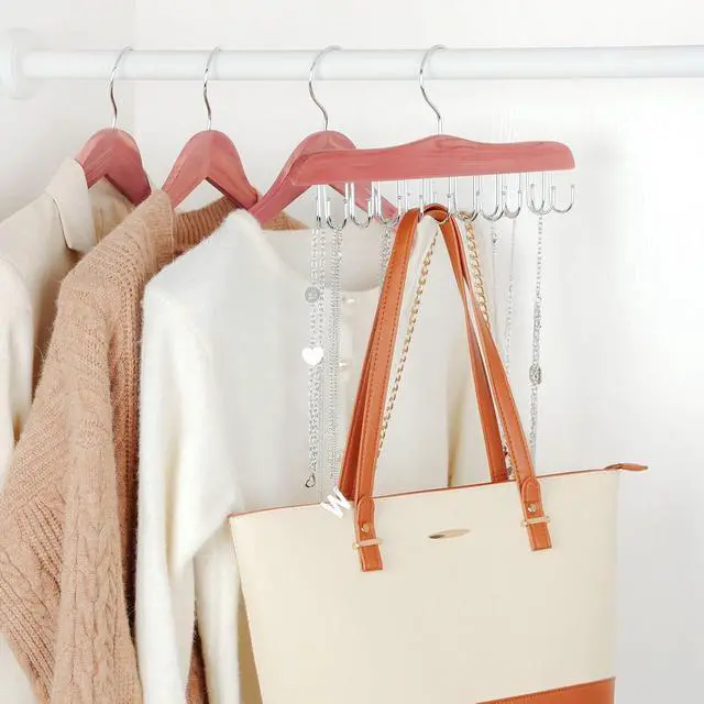 Alt view image 7 of 7 - TOPIA HANGER Belt Hanger for Closet, Cedar Wooden Hangers with 20 Rotatable Hooks, Closet Organizers and Storage for Bra, Tank Top, Tie, Purse, Hat, Necklace- CT48U