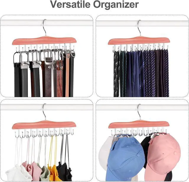 Alt view image 5 of 7 - TOPIA HANGER Belt Hanger for Closet, Cedar Wooden Hangers with 20 Rotatable Hooks, Closet Organizers and Storage for Bra, Tank Top, Tie, Purse, Hat, Necklace- CT48U