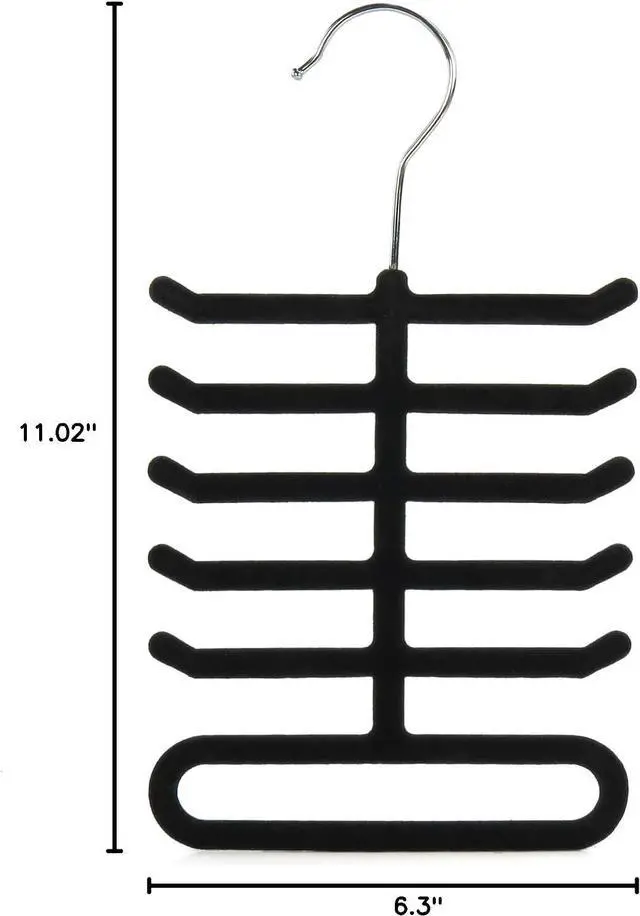 Alt view image 7 of 7 - Hangerworld Single Black Flocked Tie Rack & Belt Organiser Non-Slip Coat Clothes Accessory Hanger, Metal