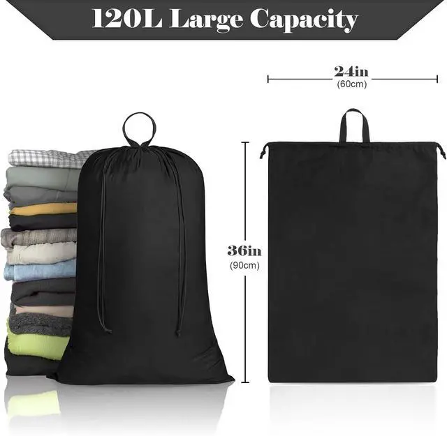 Alt view image 2 of 7 - 120L Extra Large Laundry Bag with Handles for Travel & Dorms | Tear-resistant nylon, machine washable. Foldable, secure drawstring. Perfect for camping, laundromat & college students.