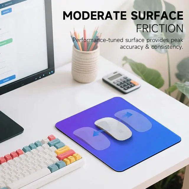 Alt view image 2 of 7 - Premium Mouse Pad with Stitched Edges 10.2 x 8.3 in | Smooth, Washable Mat with Non-Slip Base | Personalized Cute MousePads for Laptop, Computer, Office, Home (Blue-Purple Gradient)