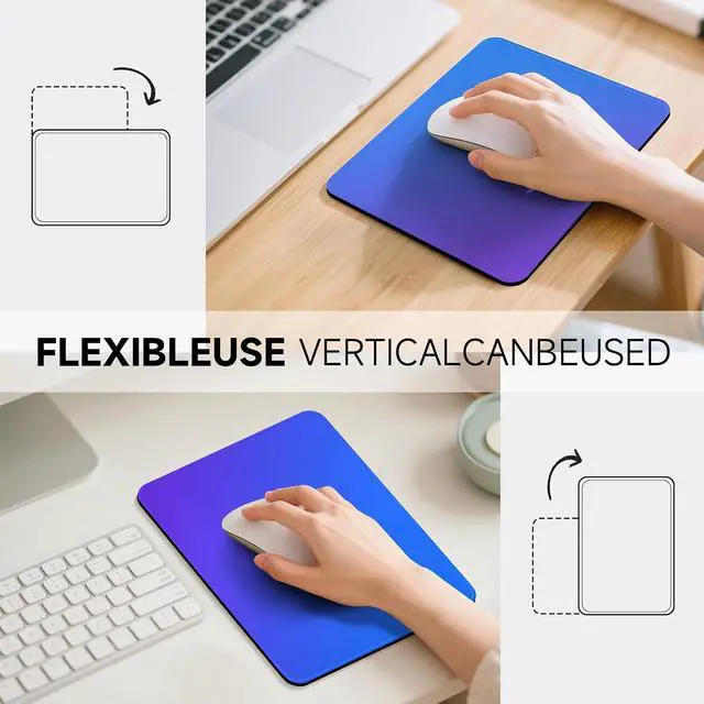 Alt view image 3 of 7 - Premium Mouse Pad with Stitched Edges 10.2 x 8.3 in | Smooth, Washable Mat with Non-Slip Base | Personalized Cute MousePads for Laptop, Computer, Office, Home (Blue-Purple Gradient)