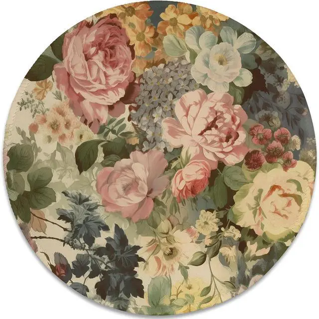 Main image of Elegant Watercolor Floral Mouse Pad - Blossom Your Desk with Nature's Art, Stitched Edges Non-Slip Rubber Base Mouse Pads for Computers Laptop