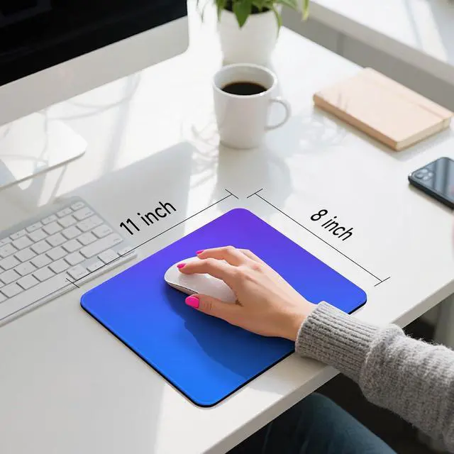 Alt view image 6 of 7 - Premium Mouse Pad with Stitched Edges 10.2 x 8.3 in | Smooth, Washable Mat with Non-Slip Base | Personalized Cute MousePads for Laptop, Computer, Office, Home (Blue-Purple Gradient)