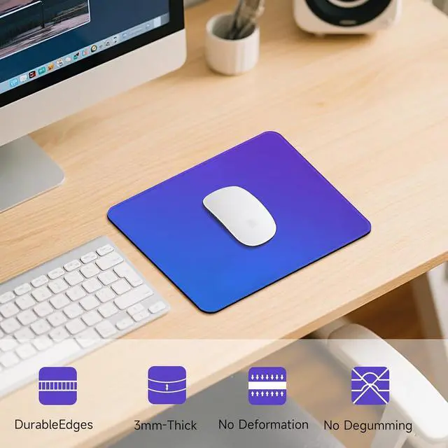 Alt view image 7 of 7 - Premium Mouse Pad with Stitched Edges 10.2 x 8.3 in | Smooth, Washable Mat with Non-Slip Base | Personalized Cute MousePads for Laptop, Computer, Office, Home (Blue-Purple Gradient)