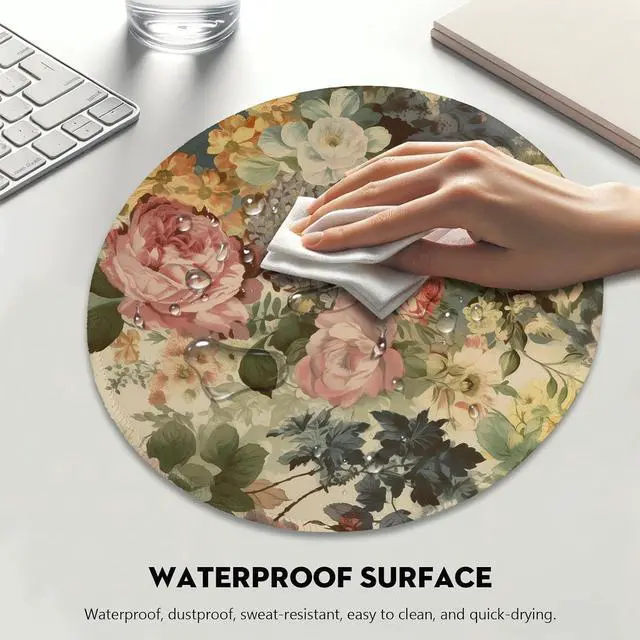 Alt view image 4 of 7 - Elegant Watercolor Floral Mouse Pad - Blossom Your Desk with Nature's Art, Stitched Edges Non-Slip Rubber Base Mouse Pads for Computers Laptop