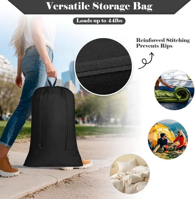 Alt view image 6 of 7 - 120L Extra Large Laundry Bag with Handles for Travel & Dorms | Tear-resistant nylon, machine washable. Foldable, secure drawstring. Perfect for camping, laundromat & college students.