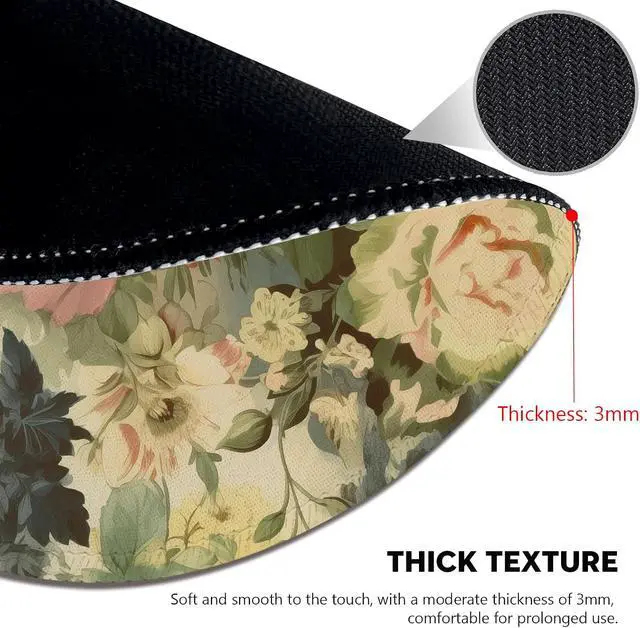 Alt view image 5 of 7 - Elegant Watercolor Floral Mouse Pad - Blossom Your Desk with Nature's Art, Stitched Edges Non-Slip Rubber Base Mouse Pads for Computers Laptop