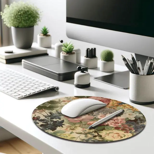 Alt view image 7 of 7 - Elegant Watercolor Floral Mouse Pad - Blossom Your Desk with Nature's Art, Stitched Edges Non-Slip Rubber Base Mouse Pads for Computers Laptop