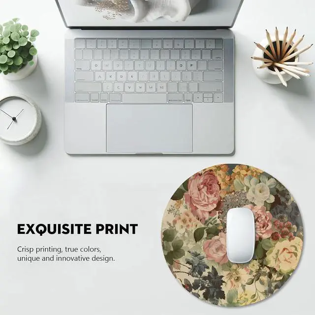 Alt view image 6 of 7 - Elegant Watercolor Floral Mouse Pad - Blossom Your Desk with Nature's Art, Stitched Edges Non-Slip Rubber Base Mouse Pads for Computers Laptop
