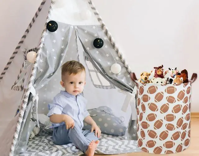 Alt view image 3 of 7 - Kids Laundry Hamper Footballs Hamper for Nursery Boy Clothes Hamper Cute Kids Toys Storage Bin Organizer Football Room Decor for Home(Football)
