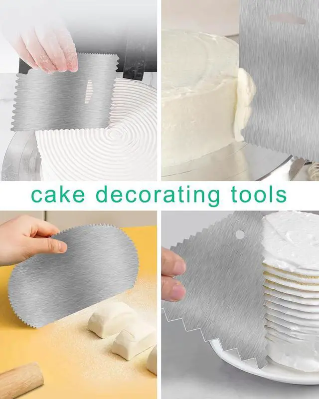 Alt view image 4 of 7 - New 6pcs Cake Scraper 430 stainless Decorating Comb and Icing Smoother