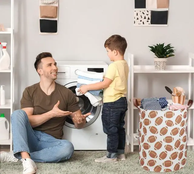 Alt view image 4 of 7 - Kids Laundry Hamper Footballs Hamper for Nursery Boy Clothes Hamper Cute Kids Toys Storage Bin Organizer Football Room Decor for Home(Football)