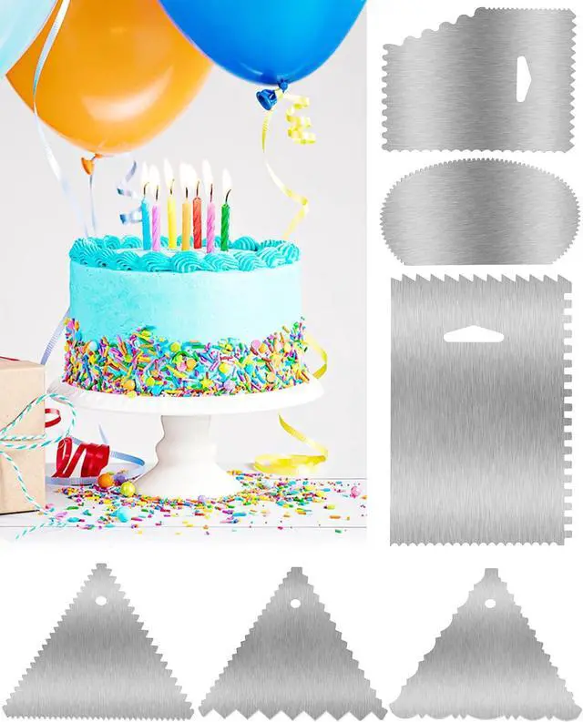 Alt view image 5 of 7 - New 6pcs Cake Scraper 430 stainless Decorating Comb and Icing Smoother