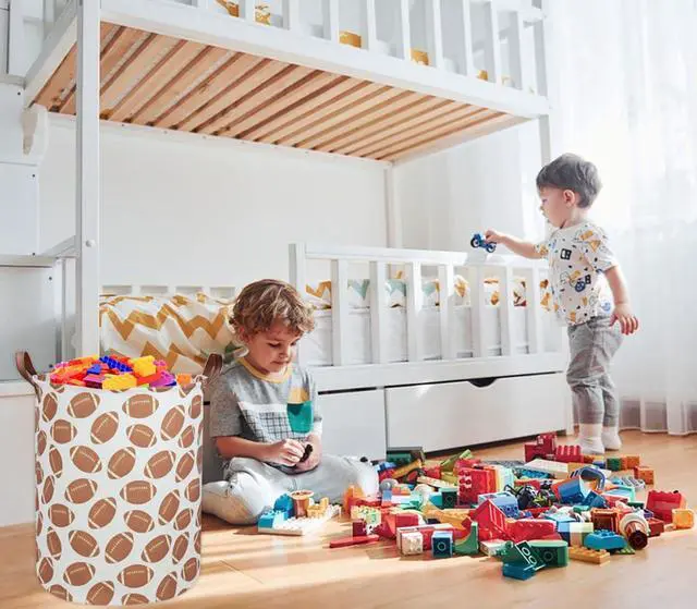 Alt view image 6 of 7 - Kids Laundry Hamper Footballs Hamper for Nursery Boy Clothes Hamper Cute Kids Toys Storage Bin Organizer Football Room Decor for Home(Football)