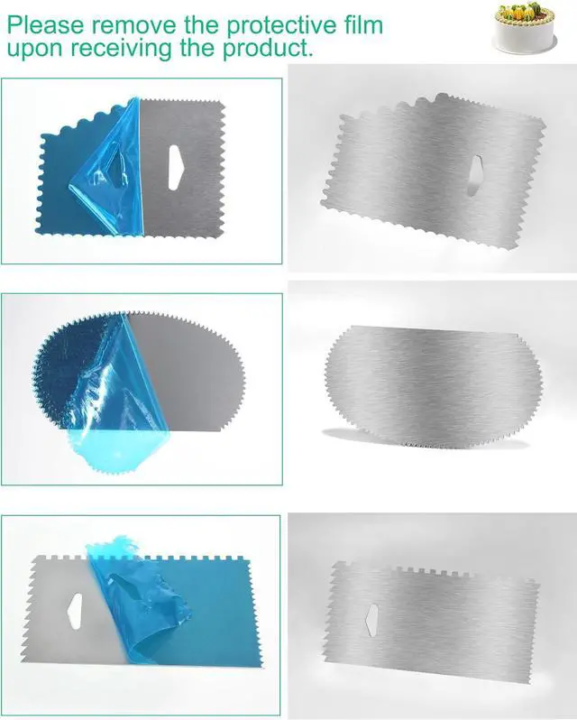 Alt view image 6 of 7 - New 6pcs Cake Scraper 430 stainless Decorating Comb and Icing Smoother