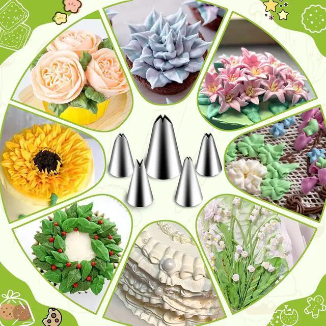 Alt view image 4 of 6 - Suuker 5 Pieces Leaf Piping Tips | Stainless Steel