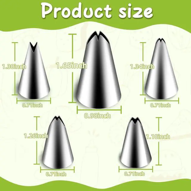 Alt view image 6 of 6 - Suuker 5 Pieces Leaf Piping Tips | Stainless Steel