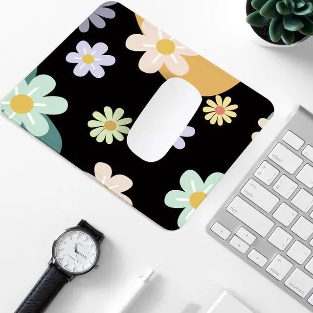 Alt view image 2 of 7 - Flowers Square Mouse Pad with Non-Slip Rubber Base,Home Office Decoration Desktop Accessory, Laptop Mouse Pad for Office Laptops,9.4x7.8x0.12in 21
