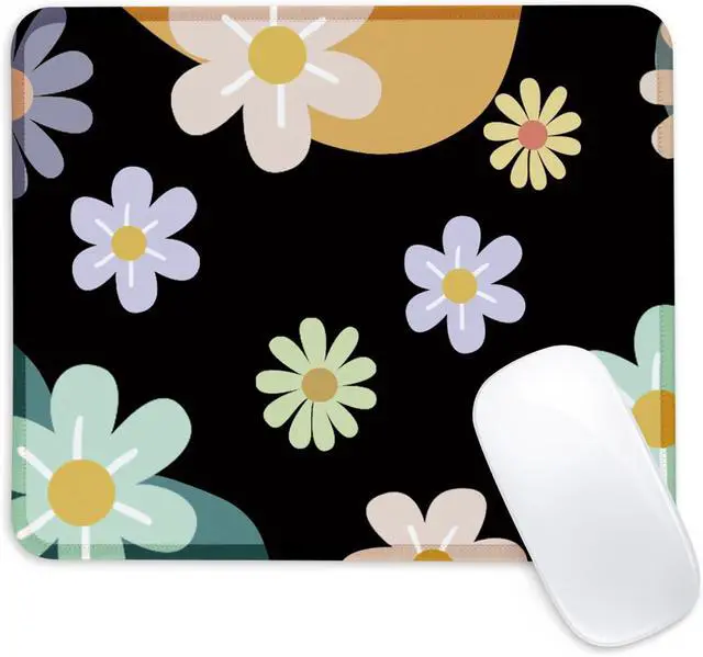 Main image of Flowers Square Mouse Pad with Non-Slip Rubber Base,Home Office Decoration Desktop Accessory, Laptop Mouse Pad for Office Laptops,9.4x7.8x0.12in 21