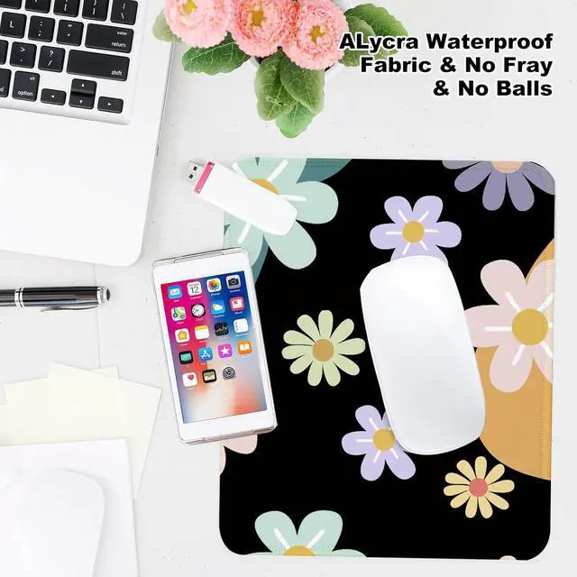 Alt view image 5 of 7 - Flowers Square Mouse Pad with Non-Slip Rubber Base,Home Office Decoration Desktop Accessory, Laptop Mouse Pad for Office Laptops,9.4x7.8x0.12in 21