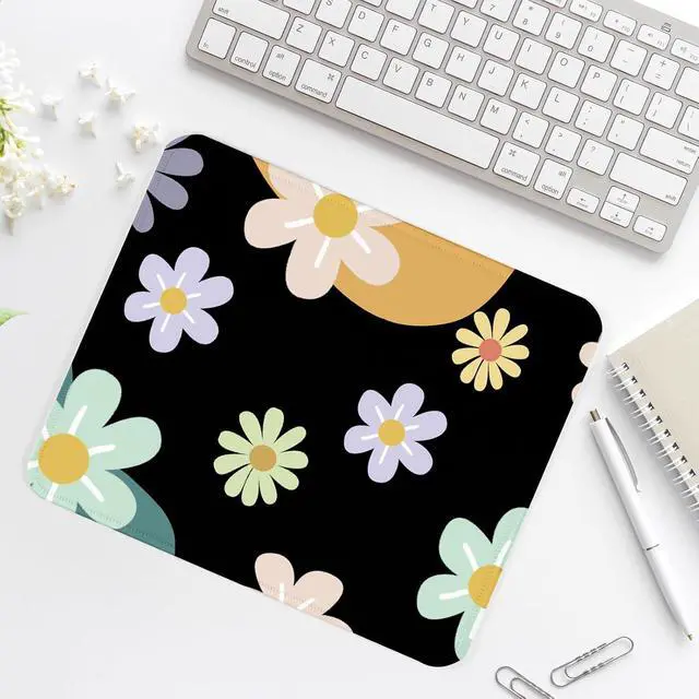 Alt view image 7 of 7 - Flowers Square Mouse Pad with Non-Slip Rubber Base,Home Office Decoration Desktop Accessory, Laptop Mouse Pad for Office Laptops,9.4x7.8x0.12in 21