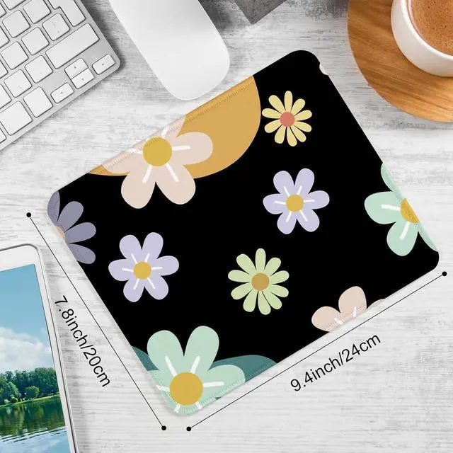 Alt view image 4 of 7 - Flowers Square Mouse Pad with Non-Slip Rubber Base,Home Office Decoration Desktop Accessory, Laptop Mouse Pad for Office Laptops,9.4x7.8x0.12in 21