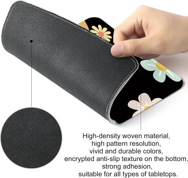 Alt view image 3 of 7 - Flowers Square Mouse Pad with Non-Slip Rubber Base,Home Office Decoration Desktop Accessory, Laptop Mouse Pad for Office Laptops,9.4x7.8x0.12in 21