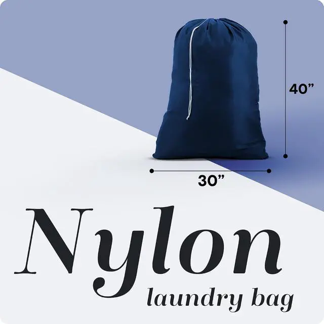 Alt view image 2 of 7 - Handy Laundry XL Nylon Laundry Bag 30"x40", 60 lb Capacity, Navy Blue | 30"x40" XL Nylon Laundry Bag, Locking Drawstring, Machine Washable, Heavy Duty, Travel Dorm Hamper Liner, Navy Blue